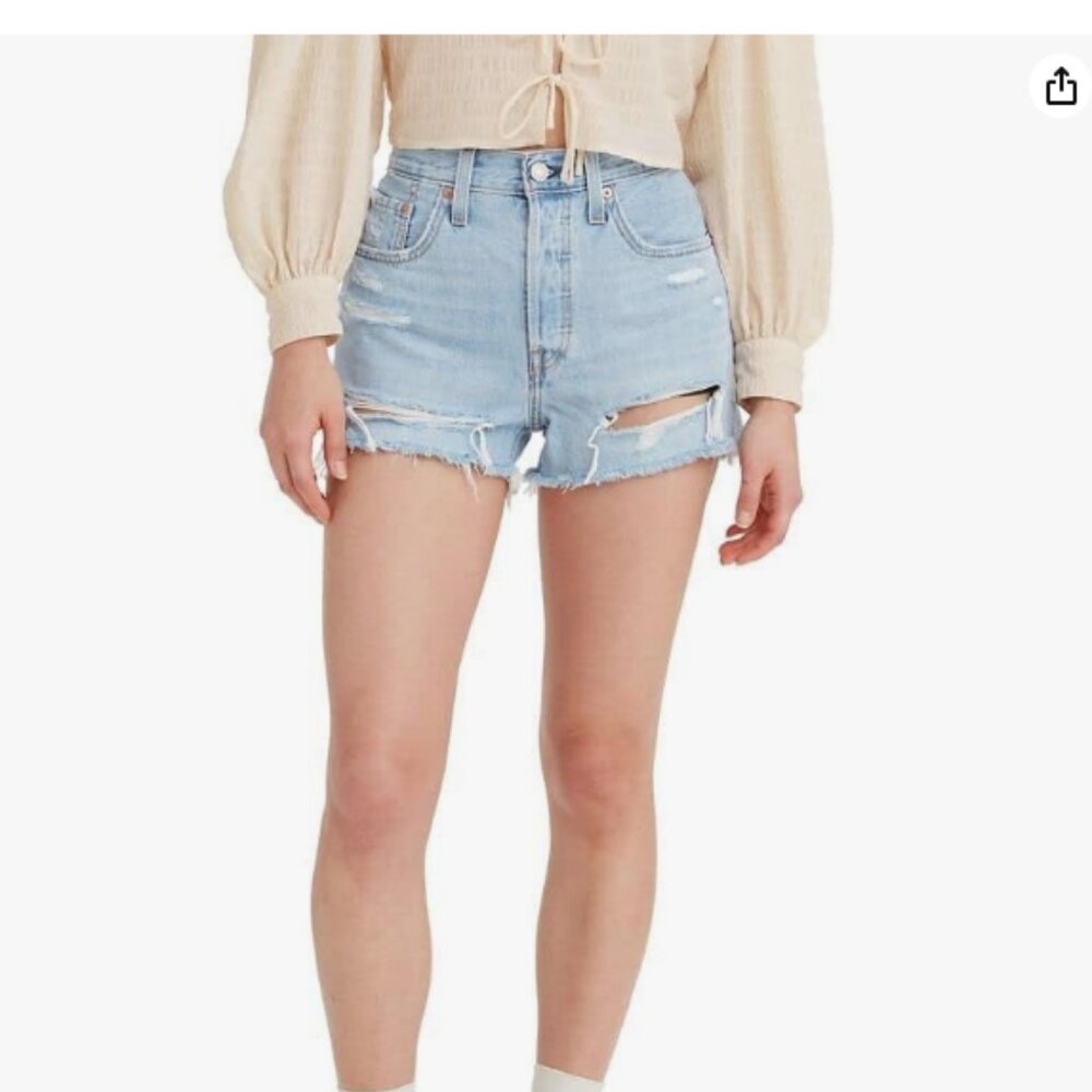 NWT Levi's Women's 501 Original Shorts, Medium Indigo-Destructed, 31